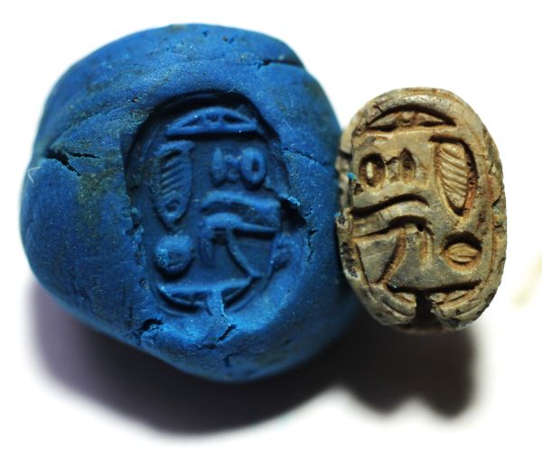 Picture of ANCIENT EGYPT.  NEW KINGDOM STONE SCARAB. 1400 - 1200 B.C