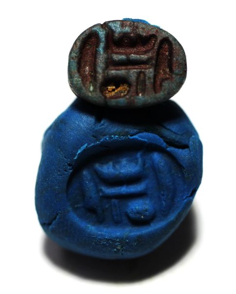Picture of ANCIENT EGYPT.  NEW KINGDOM FAIENCE SCARAB. 1400 - 1200 B.C
