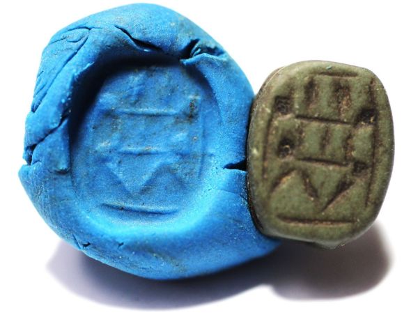 Picture of ANCIENT EGYPT.  NEW KINGDOM FAIENCE SCARAB. 1400 - 1200 B.C
