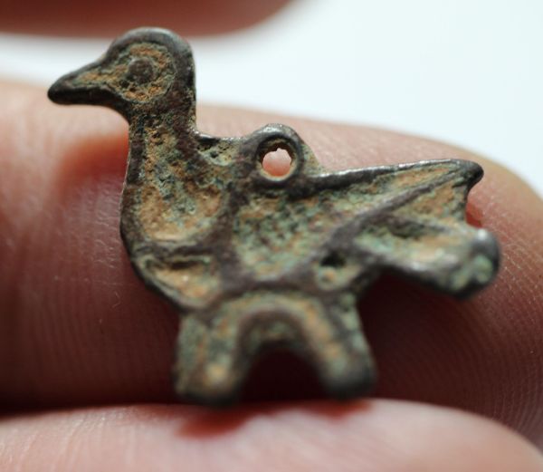 Picture of ANCIENT BYZANTINE SILVER PENDANT. DOVE. 800 - 1000 A.D