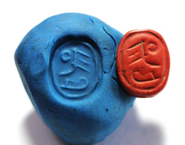 Picture of ANCIENT EGYPT , NEW KINGDOM RED JASPER STONE  SCARAB. 1400 B.C
