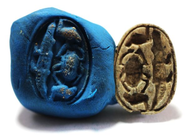 Picture of ANCIENT EGYPT.  NEW KINGDOM STONE SCARAB. 1250 B.C