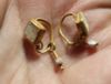 Picture of ANCIENT ROMAN GOLD EARRINGS. GLASS & MOTHER OF PEARL BEADS. 200 A.D