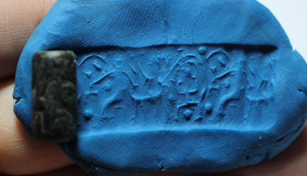 Picture of ANCIENT Cypro-Canaanite 1200 BC STONE CYLINDER SEAL
