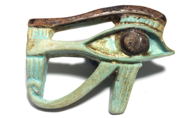 Picture of ANCIENT EGYPT. LARGE FAIENCE EYE OF HORUS AMULET. 600 - 300 B.C