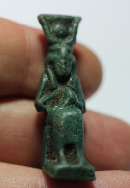 Picture of  ANCIENT FAIENCE ISIS NURSING BABY HORUS AMULET, 600 - 300 B.C