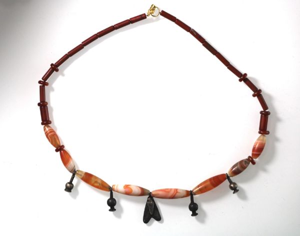 Picture of ANCIENT EGYPT. STONE AND SILVER BEADS/AMULETS NECKLACE 1250 B.C