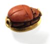 Picture of ANCIENT EGYPT.  STONE SCARAB SET IN GOLD PENDANT. 1250 B.C
