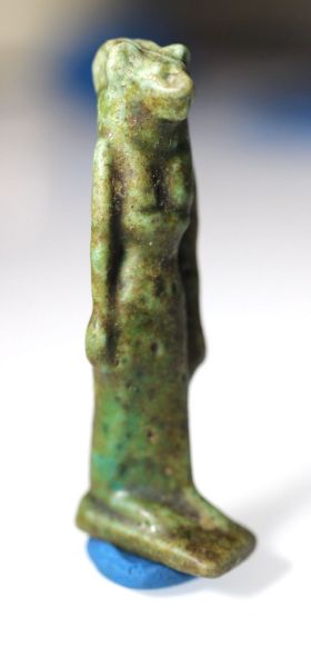 Picture of ANCIENT EGYPT FAIENCE LION HEADED AMULET. 600 - 300 B.C