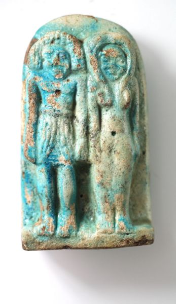Picture of Ancient Egypt. Faience Plaque. Male & Female. 700 - 500 B.C