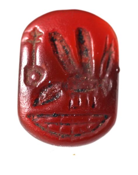 Picture of ANCIENT EGYPT. BEAUTIFUL CARNELIAN SEAL WITH GOLD RING. 1250 B.C