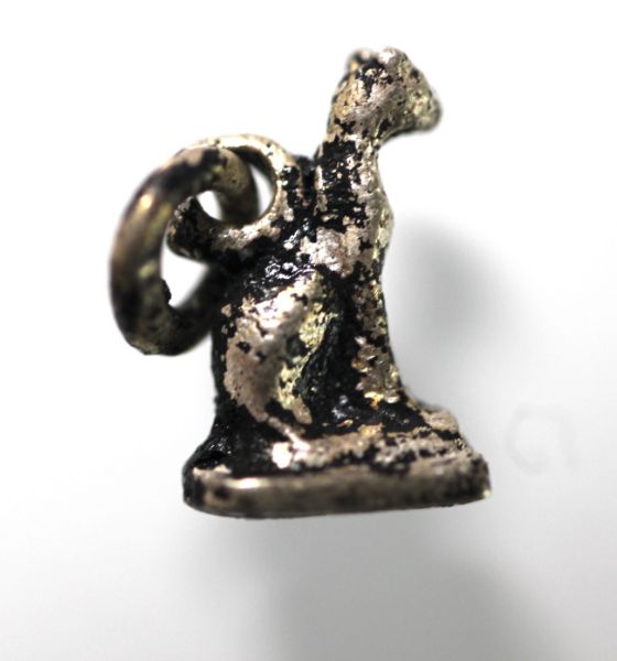 Picture of ANCIENT EGYPT. NEW KINGDOM TINY SILVER CAT AMULET. 1250 B.C 