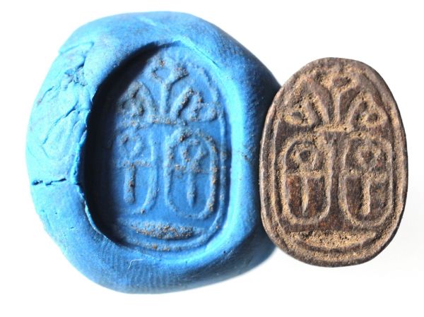 Picture of ANCIENT EGYPT.  NEW KINGDOM STONE SCARAB. 1400 - 1200 B.C