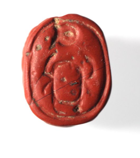 Picture of ANCIENT EGYPT.  NEW KINGDOM  RED JASPER STONE SCARAB. 1400 - 1200 B.C