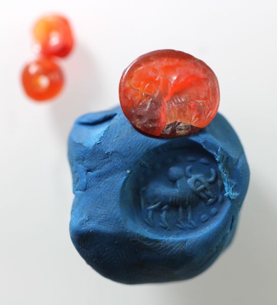 Picture of ANCIENT SASANIAN CARNELIAN INTAGLIO WITH BEADS. 400 A.D