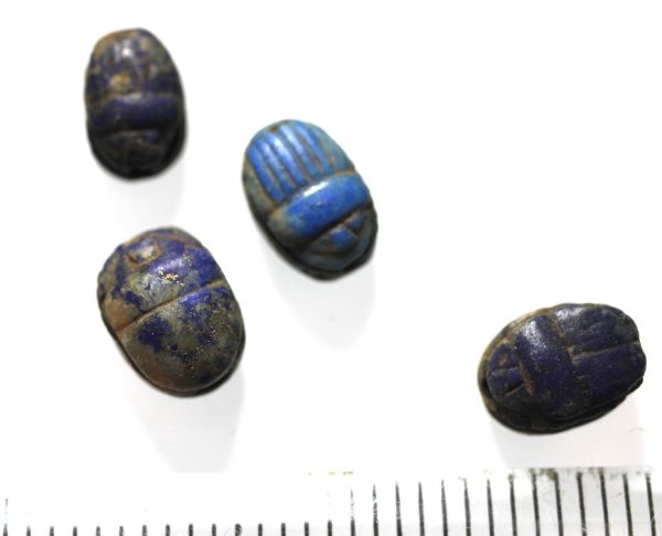 Picture of ANCIENT EGYPT . LOT OF 4 LAPIS LAZULI STONE SCARABS. 1200 B.C  NEW KINGDOM