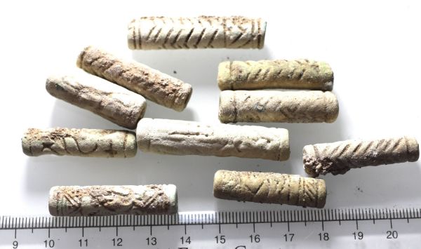 Picture of ANCIENT BRONZE AGE LIME STONE CYLINDER SEALS. 10 PCS. 1400 B.C