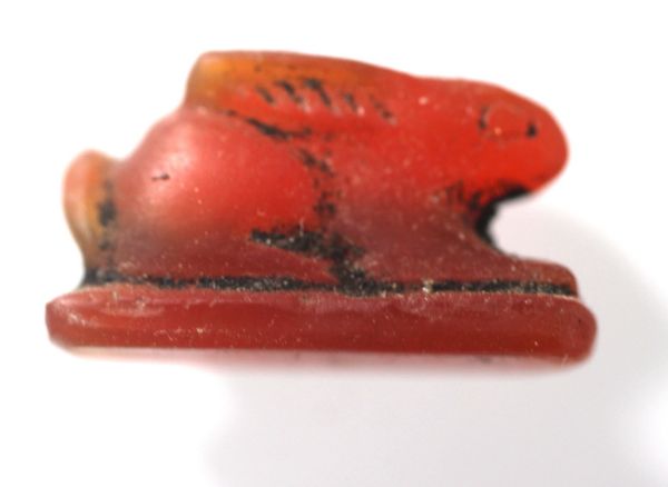 Picture of ANCIENT EGYPT -  BEAUTIFUL  CARNELIAN AMULET OF A HARE . NEW KINGDOM .1250 B.C.