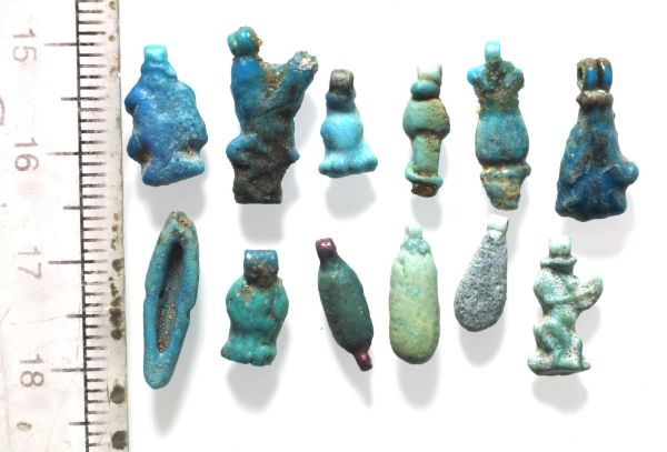 Picture of ANCIENT EGYPT. AMARNA FAIENCE AMULETS. TIME OF KING TUTANKHAMUN. 13TH CENTURY B.C