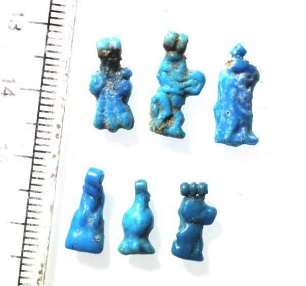 Picture of ANCIENT EGYPT. AMARNA FAIENCE AMULETS. TIME OF KING TUTANKHAMUN. 13TH CENTURY B.C