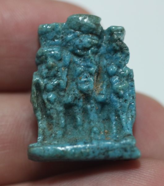 Picture of ANCIENT EGYPT. FAIENCE OSIRIAN TRIAD AMULET. 600 - 300 B.C