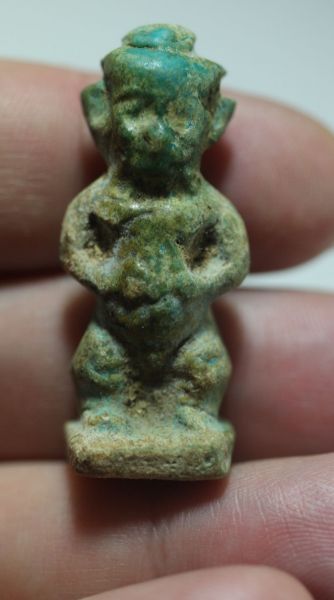 Picture of ANCIENT EGYPT. LARGE FAIENCE POTAIKOS AMULET. 600 - 300 B.C