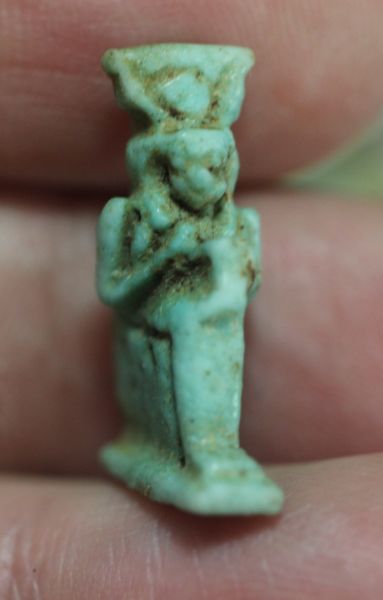 Picture of ANCIENT EGYPT. FAIENCE ISIS NURSING HORUS AMULET. 600 - 300 B.C