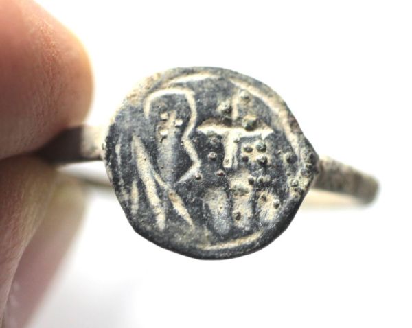 Picture of Late Roman-Byzantine Near East. Bezel inscribed with uncertain symbol to l. and cross to right.