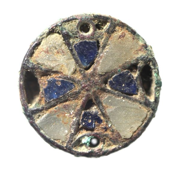 Picture of ANCIENT JORDAN. CRUSADERS. GLASS & SILVER?  OR BRONZE PENDANT. 1200 A.D