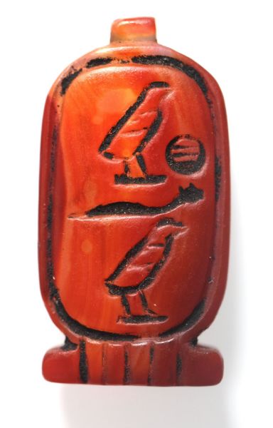 Picture of ANCIENT EGYPT. CARNELIAN STONE CARTOUCHE AMULET / PENDANT. WITH THE NAME OF KHUFU 