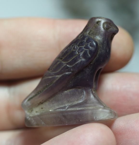 Picture of ANCIENT EGYPT.  LARGE AMETHYST HORUS AMULET. 1250 B.C