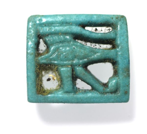 Picture of ANCIENT EGYPT-  FAIENCE EYE OF HORUS AMULET. 600 - 300 B.C