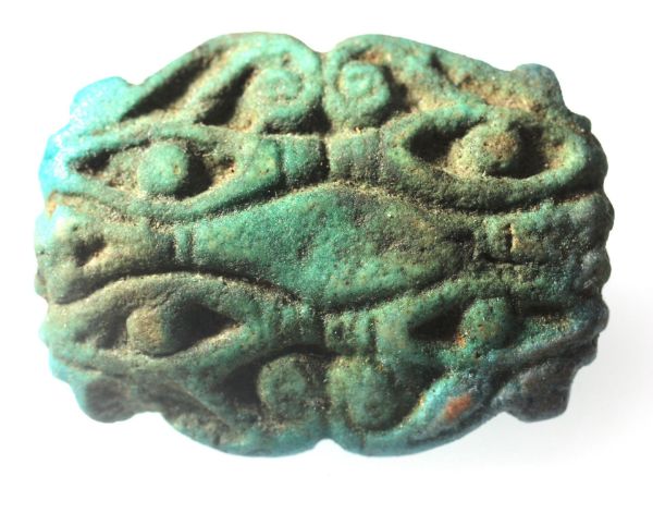 Picture of ANCIENT EGYPT. LARGE FAIENCE PENDANT. 4 EYES OF HORUS. 600 - 300 B.C