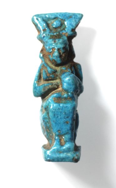 Picture of ANCIENT EGYPT. FAIENCE AMULET OF ISIS NURSING BABY HORUS. 600 - 300 B.C  BEAUTIFUL COLOUR AND DETAILS. 