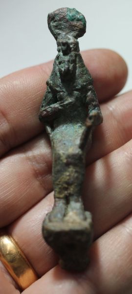 Picture of ANCIENT EGYPT. BRONZE ISIS NURSING BABY HORUS STATUE. 600-300 B.C