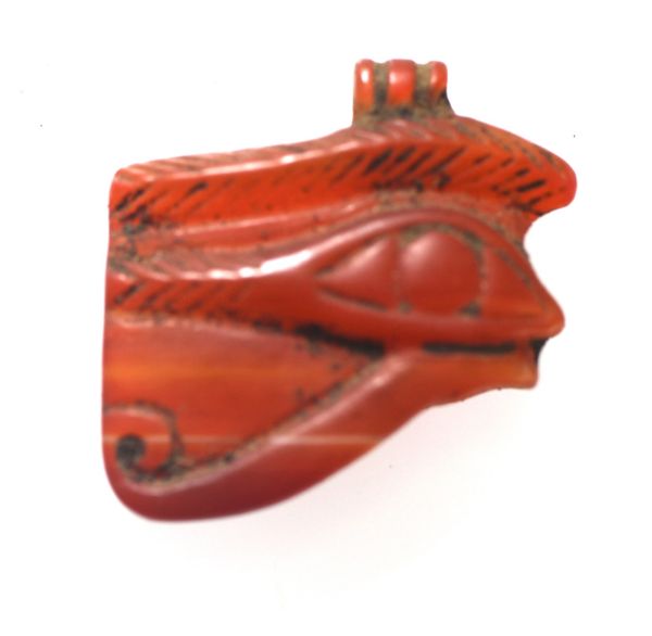 Picture of  ANCIENT EGYPT. CARNELIAN EYE OF HORUS AMULET. 1250 B.C  NEW KINGDOM