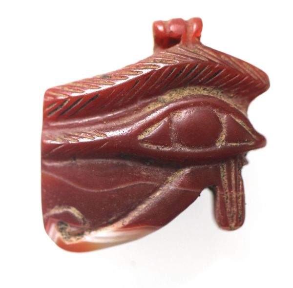 Picture of  ANCIENT EGYPT. CARNELIAN EYE OF HORUS AMULET. 1250 B.C  NEW KINGDOM