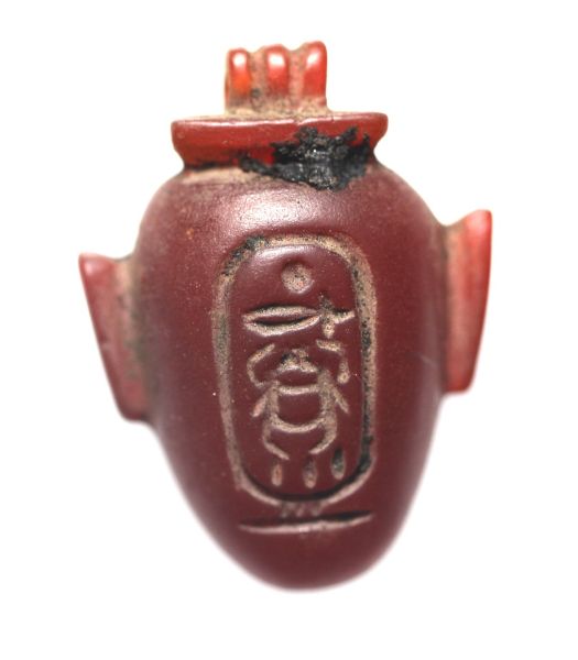 Picture of ANCIENT EGYPT. NEW KINGDOM CARNELIAN HEART AMULET 1250 B.C  KING AMENHOTEP II'S NAME.