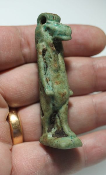 Picture of ANCIENT EGYPT. FAIENCE TAWERET AMULET. LARGE. 600-300 B.C