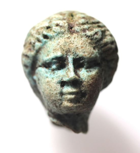 Picture of ANCIENT EGYPT. PTOLEMAIC FAIENCE HEAD . 300 -100 B.C