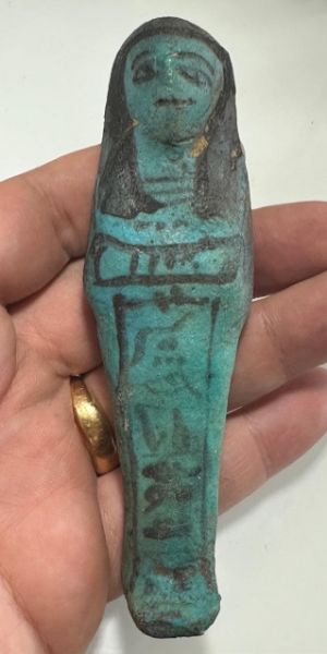 Picture of ANCIENT EGYPT. NEW KINGDOM . 19TH DYNASTY FAIENCE INSCRIBED USHABTI. 1279 - 1213 B.C