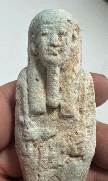 Picture of Ancient Egypt. Large Faience Ushabti With traces of inscribtion. 600 - 300 B.C