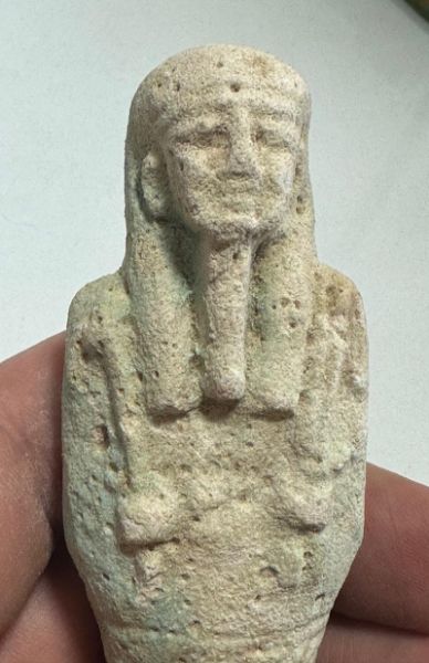 Picture of Ancient Egypt. Large Faience Ushabti With traces of inscribtion. 600 - 300 B.C