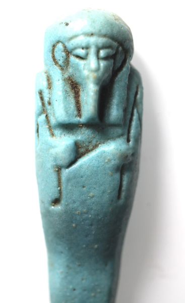 Picture of ANCIENT EGYPT. 26TH DYNASTY. INSCRIBED FAIENCE USHABTI. 600 - 300 B.C