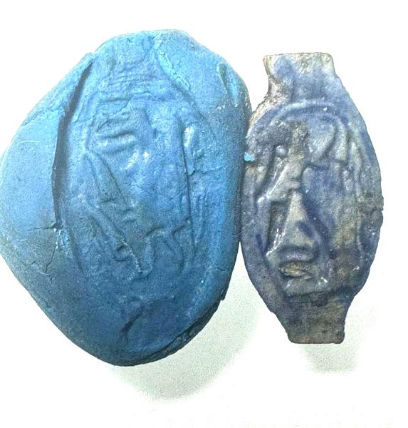 Picture of ANCIENT EGYPT.  FAIENCE SCARABOID.  1400 - 1200  B.C