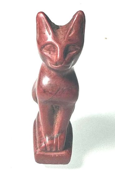 Picture of ANCIENT EGYPT.  LARGE RED JASPER AMULET OF A CAT.  1400 - 1200  B.C