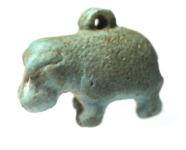 Picture of ANCIENT EGYPT.  FAIENCE HIPPOPOTAMOUS AMULET.  1075 - 650  B.C